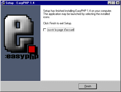 installation de EasyPHP - installation réussie de EasyPHP