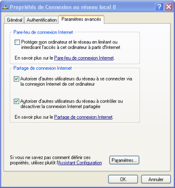 partage de connexion internet sous XP