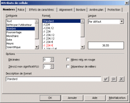 format d'une cellule sous StarOffice