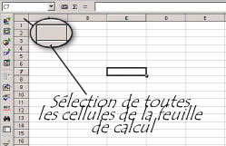 slection de toutes les cellules de la feuille de calcul sous StarOffice